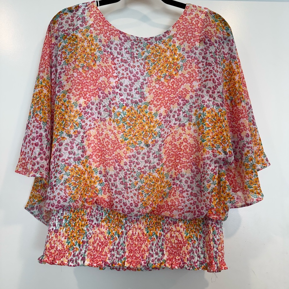 Cynthia Steffe Pink and Orange Floral Blouse